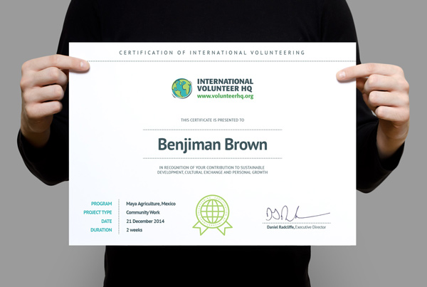 Certificate of International Volunteering